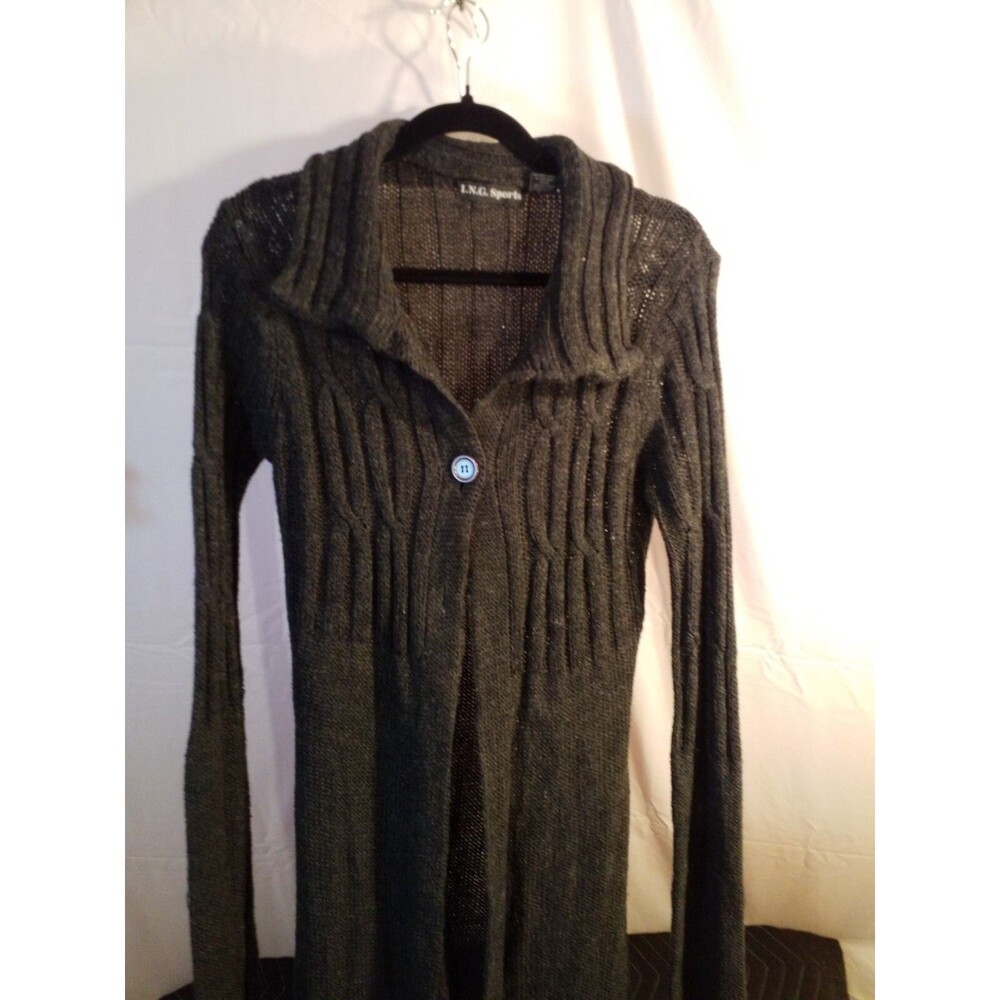 I.N.G LONG BLACK SWEATER 3 BUTTON CLOSURE  XS ACRYLIC